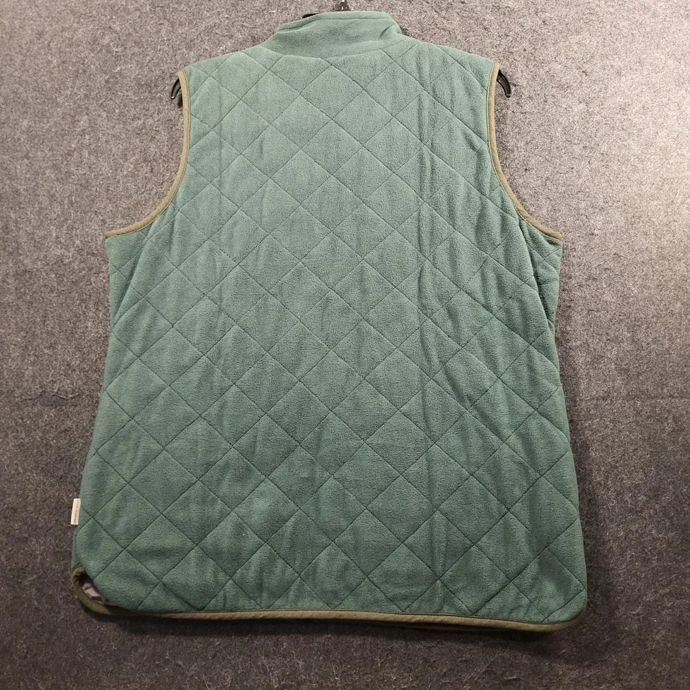 Royal Robbins Mens Quilted Fleece Vest Green Full Zip Lined Mock Neck Large